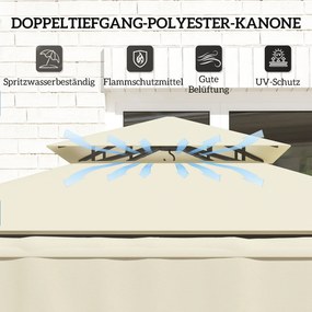 Outsunny Pawilon grillowy 242x149x248 cm wodoodporny, trudnopalny, pawilon ogrodowy z dwuwarstwowym dachem, beżowy | Aosom PL