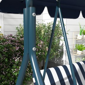 Outsunny Huśtawka Ogrodowa 3-osobowa, Odporna na Warunki Pogodowe, Regulowany Dach, 172 x 110 x 153, Niebieska