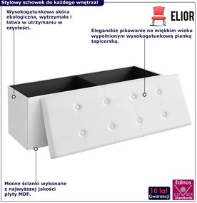 Biała pufa skórzana z guzikami - Ebro 5X