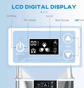 HOMCOM Kostkarka do lodu, dozownik kostek lodu, maszyna do lodu, 20 kg/24h kostkarka z 2,1 l zbiornikiem, Srebrny