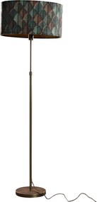 Lampa podłogowa brązowa z owalnym aksamitnym abażurem w designie liści 50cm - Parte