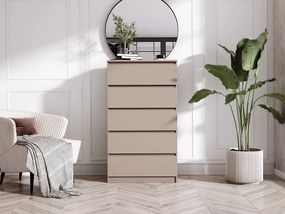 Komoda: 5 szuflad, karmelowa, 70 x 124 x 39 cm