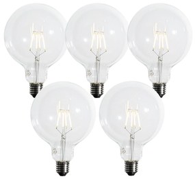 Zestaw 5 żarówek LED E27 3-stopniowo ściemnialnych z żarnikiem spiralnym G125 4W 450 lm 2700K