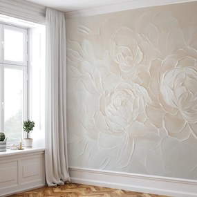Fototapeta - Eleganckie beżowe kwiaty (196x136 cm)