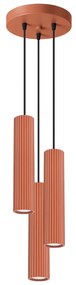 Lampa wisząca KARBON 3P ochra czerwona ryflowana SOLLUX  LIGHTING
