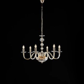 Żyrandol Ruben Gold z przezroczystego szkła i kryształków 6 lamp 116 Ø77 BL267-6-OR