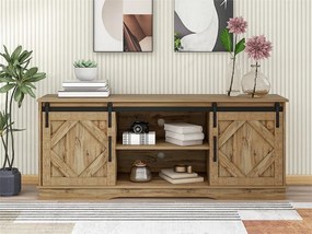 Bufet z 2 drzwiami przesuwnymi + przegrody - regulowane półki wewnętrzne - Naturalny