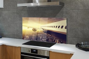 Panel nad Blat Kuchenny Samolot nad Miastem o Zachodzie