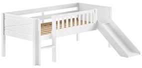 Białe podwyższone łóżko dziecięce z litego drewna sosnowego ze stelażem 90x200 cm Scott – Vipack