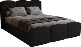 Łóżko dwuosobowe 200x200 cm Capri - pojemnik, stelaż metalowy - welur, czarny (Magic Velvet 2219)