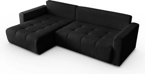 Narożnik w kształcie L VIENNA, tkanina Lambi, Czarny, Lewy