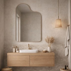 Lustro o nieregularnym kształcie oszlifowane bez podświetlenia BLOOM Oval | Różne rozmiary | Różne kolory : Kolor tafli szkła - Brąz, Rozmiar - 60 x 90 cm