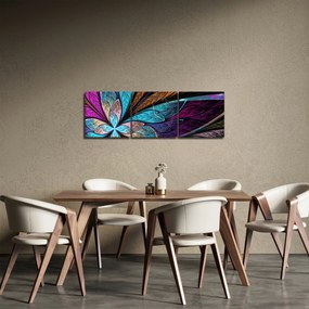 Obraz - Abstrakcja, kwiat (z zegarem) (90x30 cm)