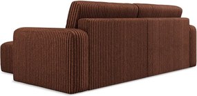 Sztruksowy rozkładany/ze schowkiem narożnik (prawostronny/z szezlongiem) w kolorze terakoty Kona – Makamii