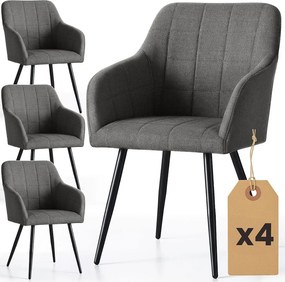 Zestaw 4 grafitowych krzeseł tapicerowanych - Cormelis 3X