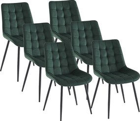 Zestaw 6 pikowanych krzeseł - Welur i czarny metal - Zieleń - OLLUA