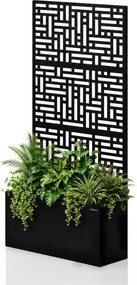 Pergola ogrodowa metalowa z donicą czarna 3in1, 900 × 1800 × 300 mm: ROSE