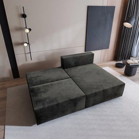 Masseno Narożnik FIORO z funkcją spania i pojemnikiem na pościel Narozniki L, Rozkładana sofa - Czarny, MONOLITH 95