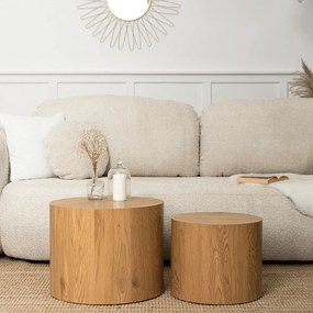 Zestaw Stolików Kawowych LEILA 38 cm/48 cm Dąb Naturalny Skandynawski Loft