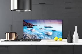 Szkło do Kuchni na Ścianę Spokój Nadmorskich Kamieni