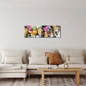 Obraz z lodami (z zegarem) (90x30 cm)