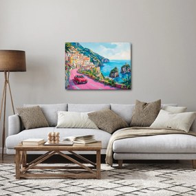 Obraz - Różowa droga przy wybrzeżu (70x50 cm)