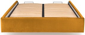 Musztardowy korpus łóżka tapicerowanego welurem R6-P67