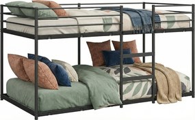 Łóżko czarne piętrowe metalowe 100 x 200 cm S3-E73