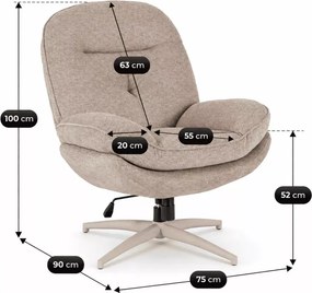Fotel Tula obrotowy 360° bujany tapicerowany do salonu nowoczesny