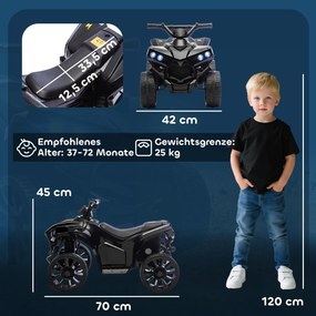 AIYAPLAY Quad dziecięcy elektryczny 6 V quad dla dzieci z funkcją przód/tył, muzyką, reflektorami LED Czarny