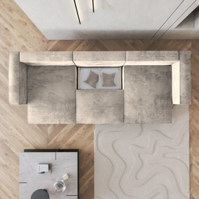 Masseno Narożnik SARMO z funkcją spania i pojemnikiem na pościel Narozniki U, Rozkładana sofa - Kremowy, MONOLITH 04