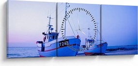 Obraz - Lądowanie o zmierzchu (z zegarem) (90x30 cm)