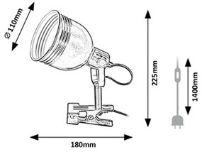 Rabalux 3093 Flint lampa stołowa z klipsem, beżowy