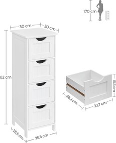Szafka Łazienkowa z Szufladami Biała - LHC40W