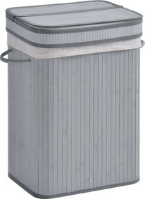 HOMCOM Kosz na bieliznę, 70 L kosz na pranie z pokrywą, wyjmowana wkładka, pojemnik na bieliznę do łazienki, 40 x 30 x 60 cm, Szary