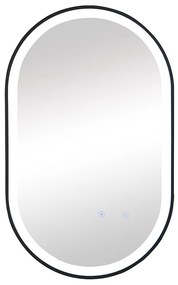 Lustro łazienkowe podświetlane owalne przeciwparowe z czarną ramą 60 x 90 cm - ALARICO