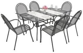 Metalowy zestaw ogrodowy CORINA III. 1 + 6 Stół prostokątny 190x105 cm (CT0310)