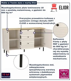 Duża komoda z szufladami i szafkami 150 cm kaszmir + dąb artisan D9-G49