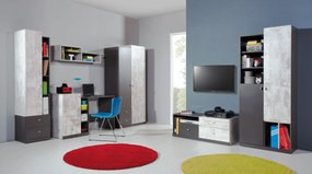 Szafka RTV stojąca FIUME 120 cm do Salonu pod Telewizor 3 Szuflady - Grafit