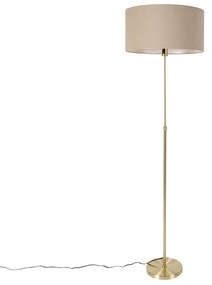 Lampa podłogowa regulowana złota z abażurem w kolorze jasnobrązowym 50 cm - ParteDesignerski Oswietlenie wewnetrzne