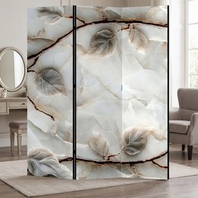 Parawan pokojowy 3-częściowy 135x172 Dwustronny dekoracyjny glamour mineralny Biały Alabastrowe Gałęzie
