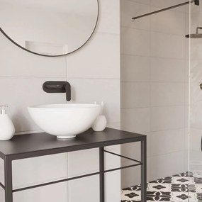 Umywalka ceramiczna nablatowa okrągła biała błyszcząca bez otworu na baterię 41 cm MALO