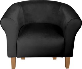 Fotel Milo tkanina Welur wygodny fotel tapicerowany do salonu i sypialni : Kolor nogi - Drewno, Kolor tkaniny - VELVET - MG19, Wysokość nogi - 15 cm