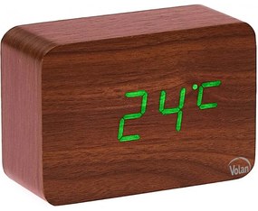 Zegar budzik drewniany led elektroniczny cyfrowy stojący - termometr + data