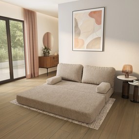 Masseno Sofa piankowa NIKSI z funkcją spania, Kanapa z pianki do salonu, Bezmontażowa, Tkanina bucle – Beżowy QUELLE 05