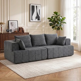 HOMCOM Sofa 3-osobowa, Cloud-sofa z Chenille z grubą warstwą i kieszeniowymi sprężynami, szerokie i głębokie siedzisko, szerokie podłokietniki, poduszki, szara | Aosom PL