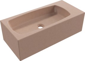 Umywalka betonowa wisząca / nablatowa prostokątna bez otworu na baterię 65 x 30 cm z półką ZALM | różne kolory : Kolor - Różowy, Typ montażu - podwieszana