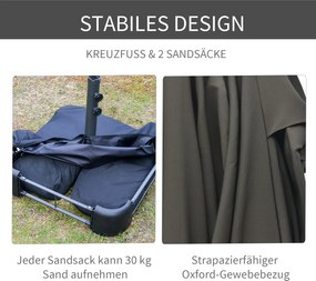 Podwójny Parasol Outsunny z Podstawką i Korbką Ciemnoszary 460 x 270 cm