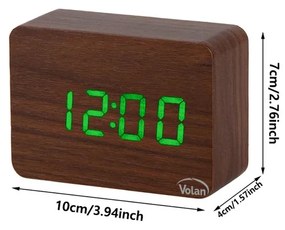 Zegar budzik drewniany led elektroniczny cyfrowy stojący - termometr + data
