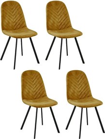 Zestaw 4 krzeseł - tkanina i czarny metal - niebieski - CELISA